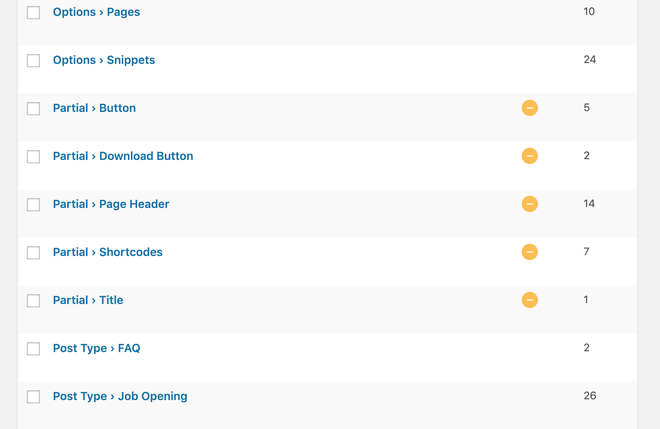 Screenshot of Advanced Custom Fields blocks naming convention